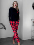 Women's Short Sleeve Pajama Set with Cute Printed Tops and Pants - 2 Piece Joggers Loungewear Sleepwear with Pockets