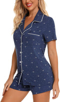 Women's Short Sleeve Pajama Set - Button Down Nightwear with Shorts, Soft Fabric, Available in Sizes S-XXL