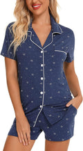 Women's Short Sleeve Pajama Set - Button Down Nightwear with Shorts, Soft Fabric, Available in Sizes S-XXL