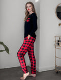 Women's Short Sleeve Pajama Set with Cute Printed Tops and Pants - 2 Piece Joggers Loungewear Sleepwear with Pockets
