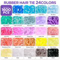Elastic Hair Ties, 37 Colors Hair Accessories for Girls, Rubber Bands for Hair, Mini Hair Ties, 1784Pcs Baby Hair Ties
