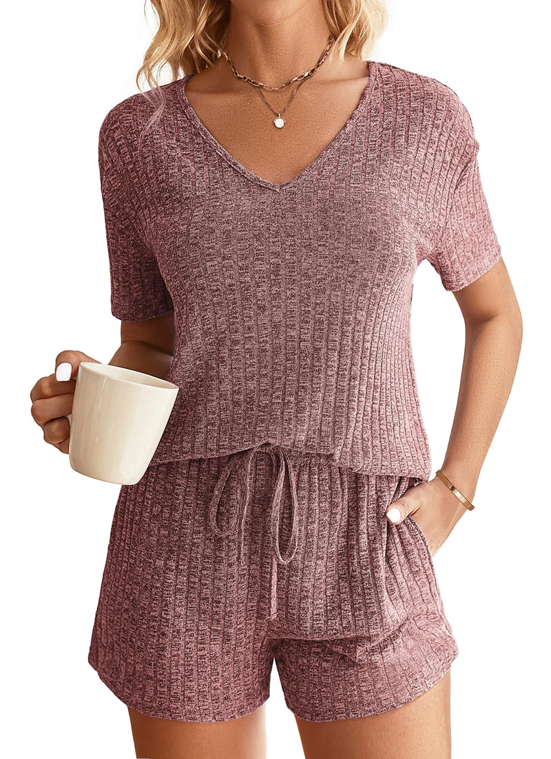 2 Piece Sets Summer Pajamas Womens Tops and Shorts Sleepwear Outfits Lounge Sets Casual