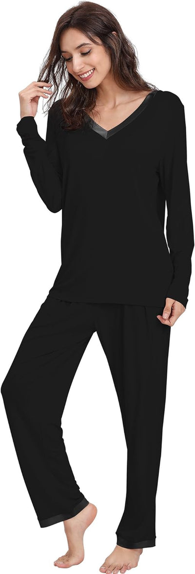 Bamboo Viscose Women's Pajama Sets - Ultra Soft Long Sleeve Sleepwear for Winter, Sizes S-4X