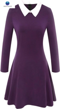 Women's Long Sleeve Fall Dress 2025 with Casual Peter Pan Collar, A-Line Fit and Flare Skater Style