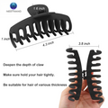 Chic Matte Black Hair Claw Clips Set of 6 - Large Non-Slip Ponytail Holders for Thick Hair