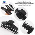 Chic Matte Black Hair Claw Clips Set of 6 - Large Non-Slip Ponytail Holders for Thick Hair